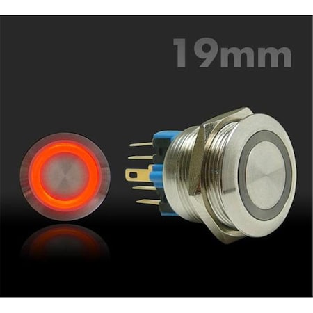 Autoloc Power Accessories 19mm Momentary Billet Button with LED Red Ring 502